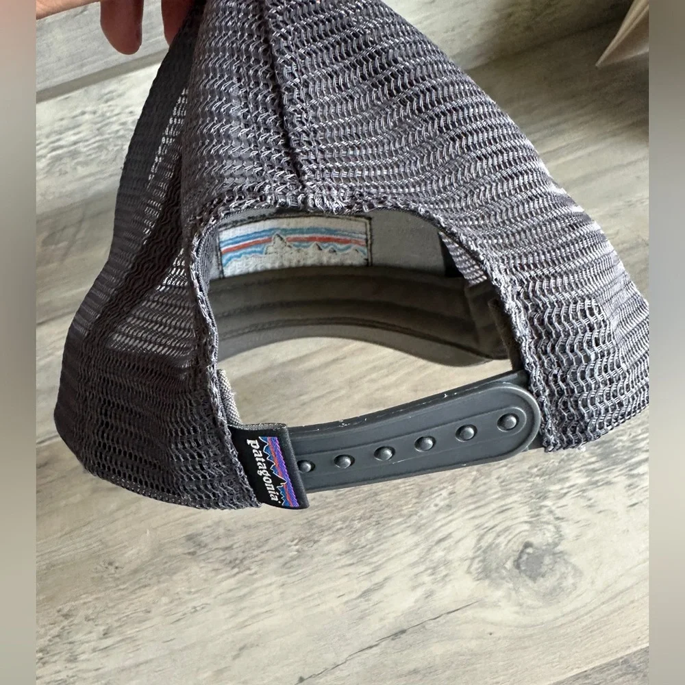 Patagonia Hat Cap Snap Back Brown Blue Mountains Logo Trucker Mesh Mens - Picture 2 of 7